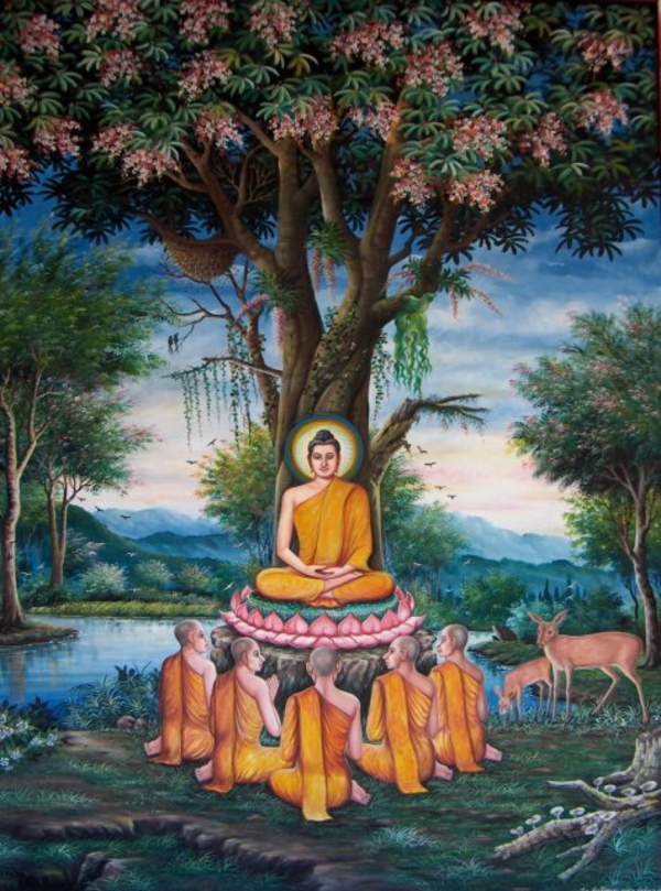 Sermon in the Deer Park depicted at Wat Chedi Liem KayEss 1